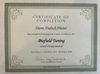 The image depicts a certificate of completion. It has an ornate border and includes the title "Certificate of Completion" at the top. The name "Diane Hudock-Pleeter" is mentioned, indicating that the individual has completed training and is certified in the "Biofield Tuning" sound therapy method. The certificate also states the location as San Diego, California, and the date as September 2018. At the bottom, it includes the name of the founder, Eileen Day McKusick, along with a website URL.