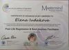 The image displays a certificate awarded by the South African Institute of Hypnotism. It confirms that the individual has completed an advanced training course and has earned the qualification as a "Past Life Regression & Soul Journey Facilitator." The certificate is signed by two individuals, and it features the organization's logo and various accreditation details. The date of issuance is noted as the 30th of October, 2023.