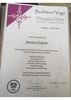 The image is a certificate from Brahmani Yoga, which certifies that the individual has completed a 6-week, 370-hour Vinyasa Flow Yoga Teacher Training Programme. The course covers various topics, including Teaching Techniques, Teaching Theory, Hands-on Adjustments, Anatomy and Physiology, Yoga Philosophy, and Pranayama and Meditation. The certificate is dated from 4 February to 18 March 2016 and is registered with The Yoga Alliance at the 200-hour level. The document features decorative elements and is signed at the bottom.