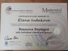 The image is a certificate of study awarded to an individual. It is from the South African Institute of Hypnotism and states that the recipient has completed a training course and has earned the qualification as a "Resource Strategist" with individual clients and groups. The certificate includes details such as the date it was signed (24th of November 2022) and signatures from authorized individuals associated with the institute. The design features the institute's logo and includes the names and titles of the signatories.