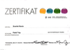 The image is a certificate titled "ZERTIFIKAT." It indicates that the recipient, identified as "Scarlet Ravin," successfully completed a course called "Field Trip" from October 19, 2015, to October 21, 2015. The certificate is dated October 21, 2015, and includes the names of two individuals, Richard Bartlett and Melissa Joy, associated with the course leadership. The top of the certificate features colored circles and the logo of the organization, IAK.