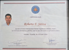 The image shows a certificate awarding completion of the "Curso Internacional de Biomagnetismo Médico, Nivel I." It confirms that the individual has successfully completed 50 hours of theory and practice, qualifying them for clinical application. The certificate includes the names of the issuer and coordinator, along with the location (Ambato, Ecuador) and date (April 26 to 30, 2016). The document has a formal layout with a logo and decorative elements.