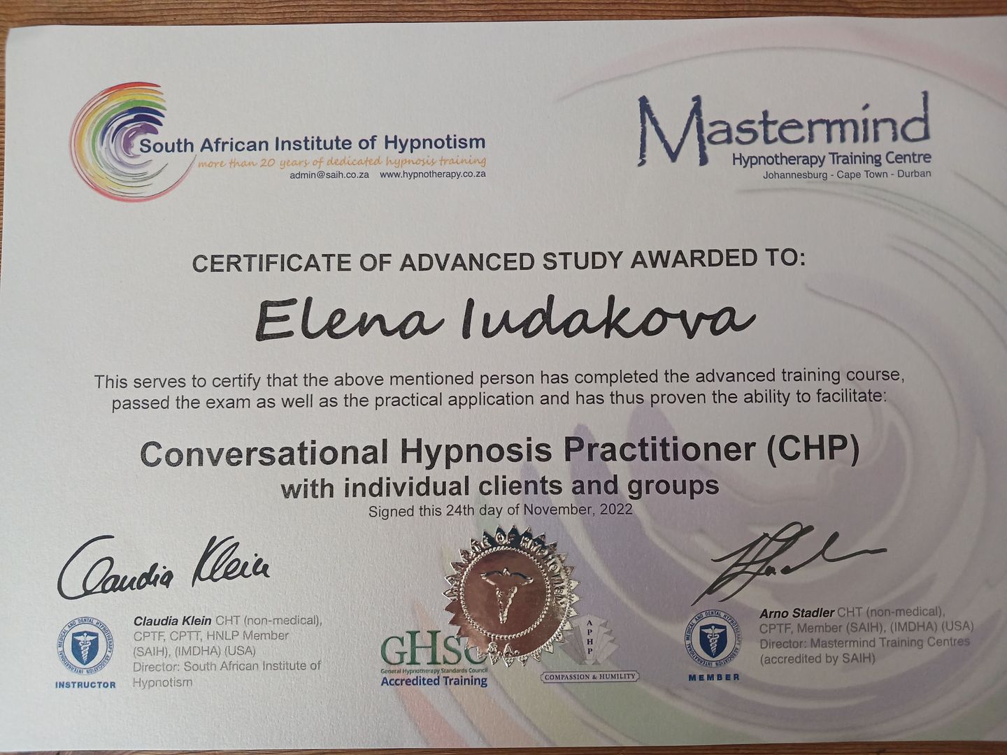 Conversational Hypnosis Practitioner (CHP)