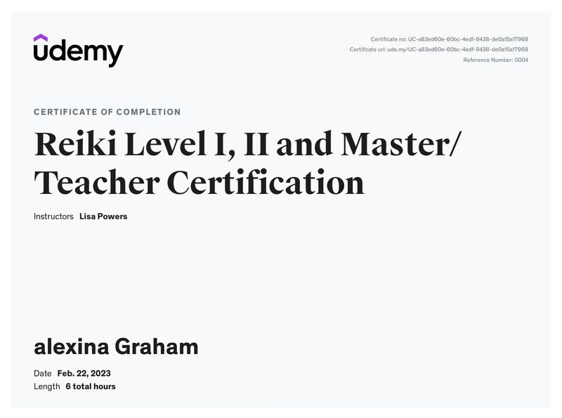 Reiki Level I, II and Master / Teacher Certification