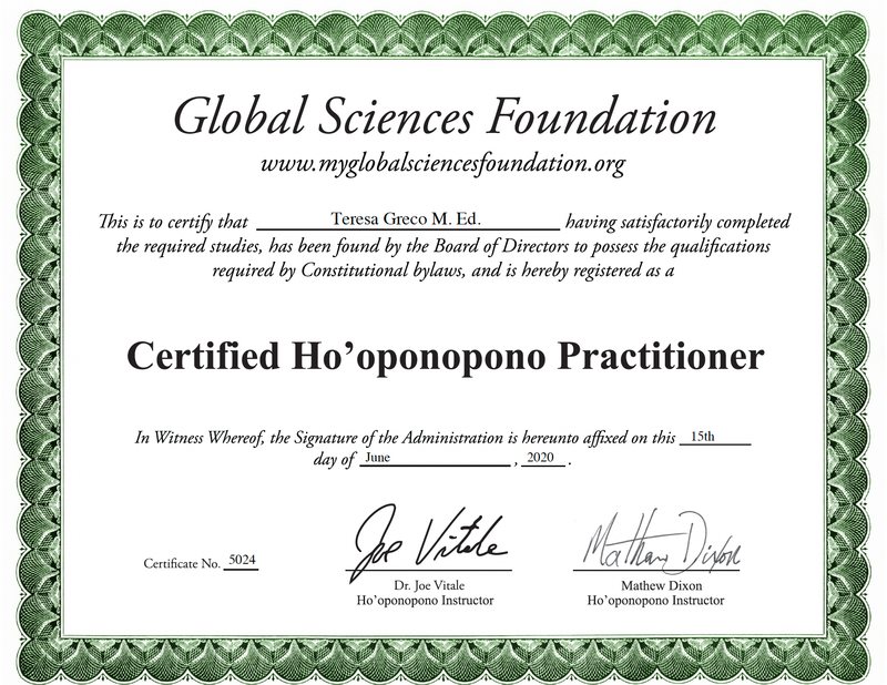 Certified Ho'oponopono Practitioner